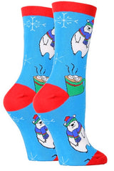 OOOH YEAH Brand Ladies CHRISTMAS POLAR BEAR Socks With HOT COCOA - Novelty Socks for Less