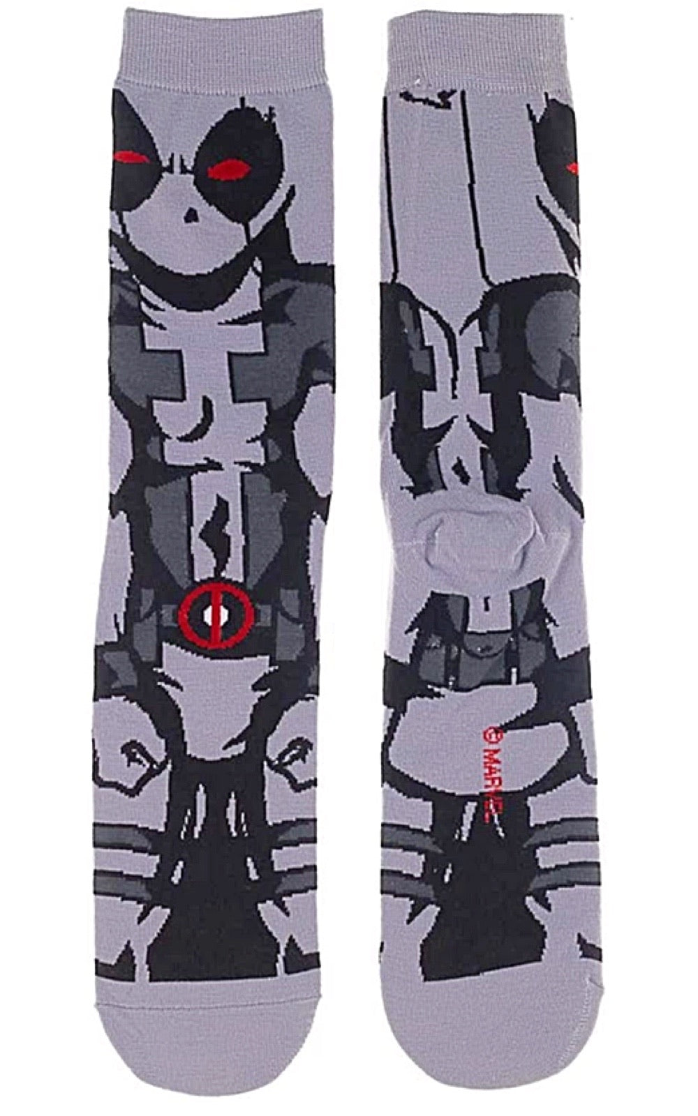 MARVEL DEADPOOL Men’s 360 Crew Socks BIOWORLD BRAND - Novelty Socks for Less