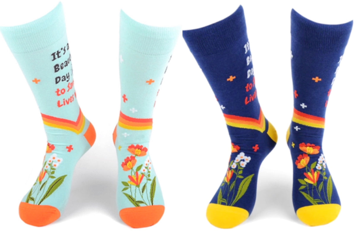 PARQUET Brand Men’s Medical 'IT'S A BEAUTIFUL DAY TO SAVE LIVES’ Socks - Novelty Socks for Less