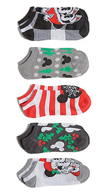 DISNEY Ladies 5 Pair Of CHRISTMAS No Show Socks MICKEY & MINNIE - Novelty Socks for Less