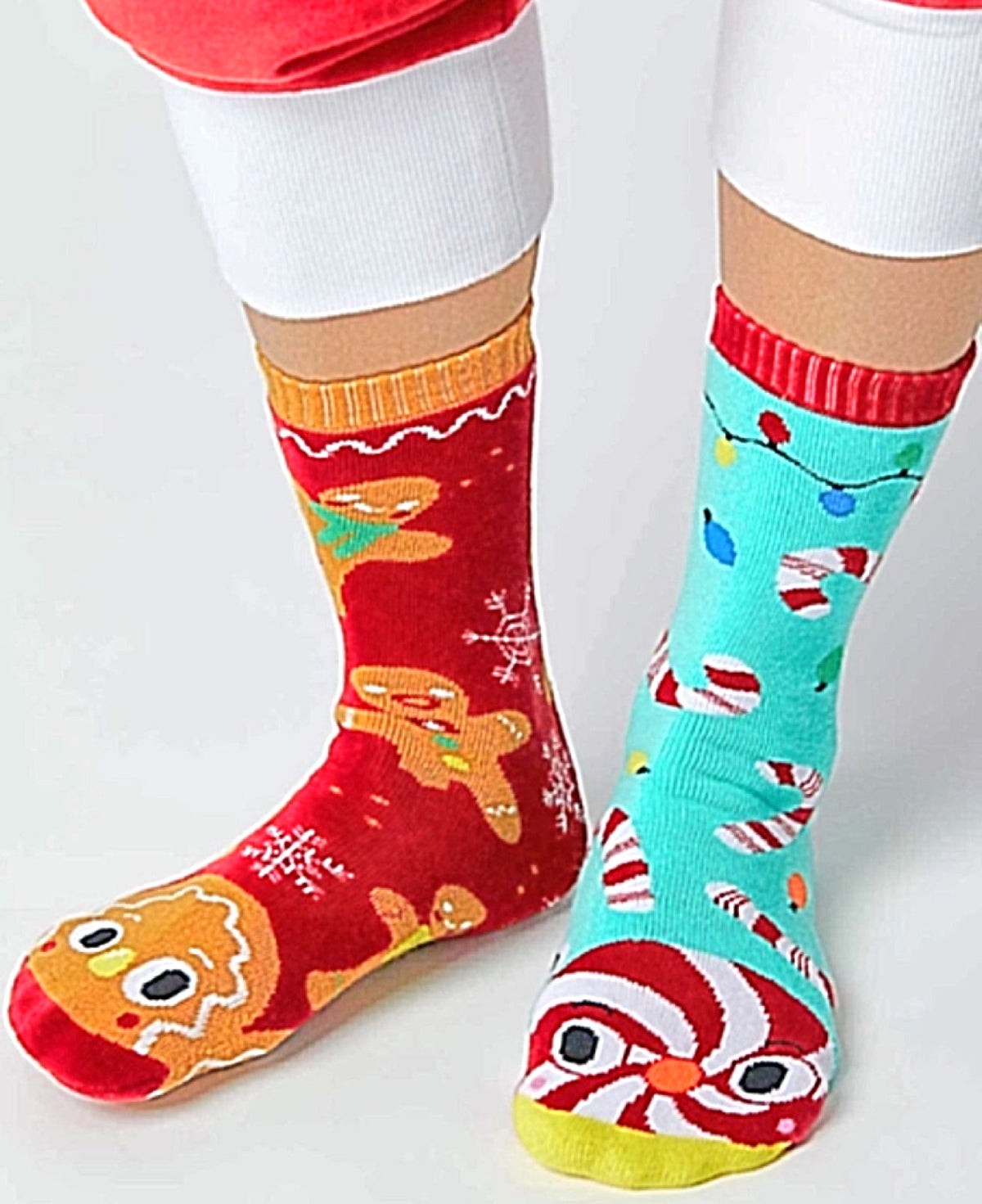 PALS SOCKS Brand Unisex CHRISTMAS Mismatched Gripper Bottom Socks (CHOOSE SIZE) - Novelty Socks for Less