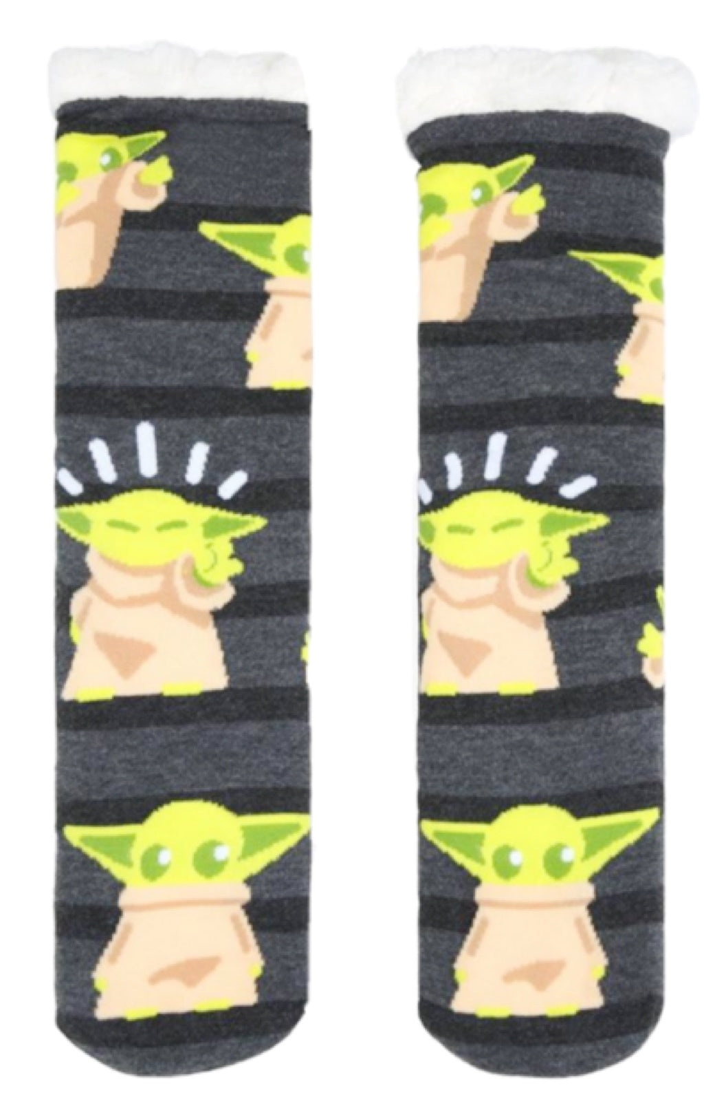 DISNEY LADIES BABY YODA SHERPA LINED GRIPPER BOTTOM SLIPPER SOCKS - Novelty Socks for Less