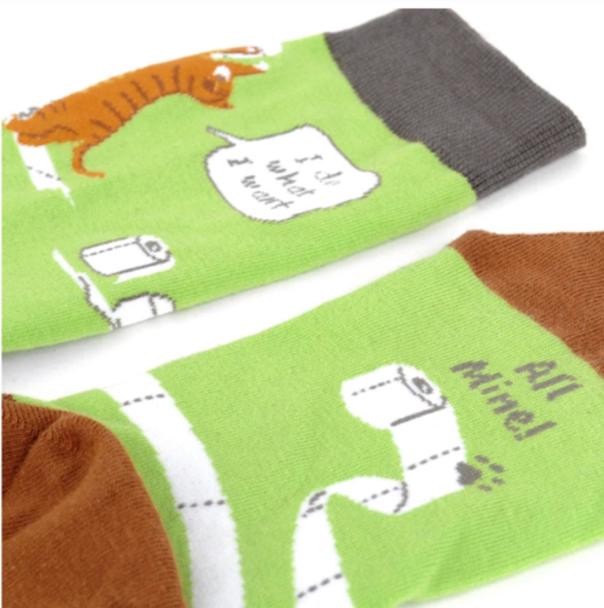 PARQUET BRAND Men’s CATS PLAYING WITH TOILET PAPER SOCKS 'I DO WHAT I WANT' - Novelty Socks for Less