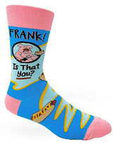 FABDAZ BRAND MEN’S PIG WITH HOT DOGS SOCKS ‘FRANK! IS THAT YOU?’ - Novelty Socks for Less