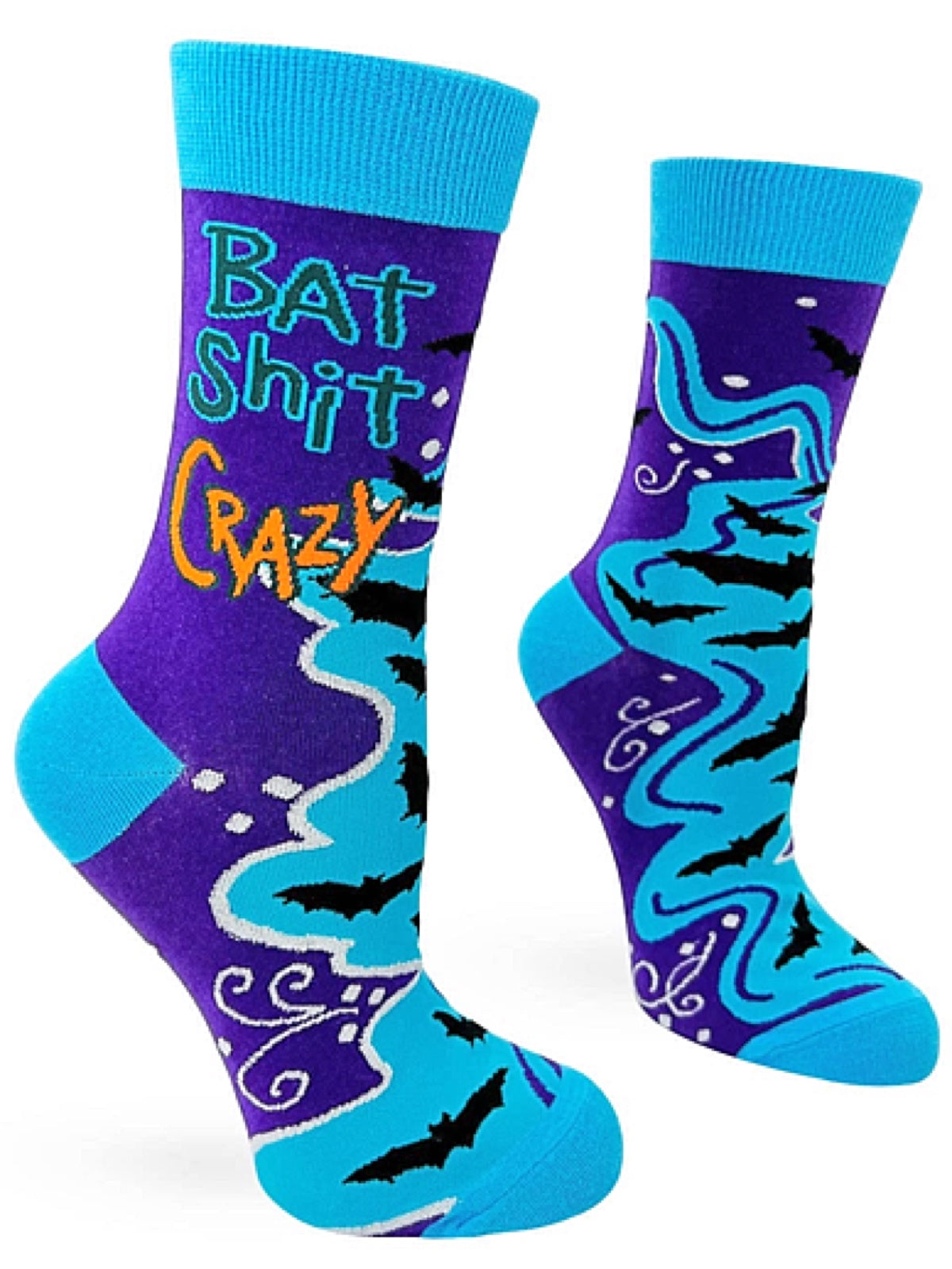 FABDAZ BRAND LADIES ‘BAT SHIT CRAZY’ SOCKS With BATS - Novelty Socks for Less