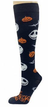 DISNEY THE NIGHTMARE BEFORE CHRISTMAS LADIES HALLOWEEN KNEE HIGH SOCKS JACK, BATS & PUMPKINS - Novelty Socks for Less