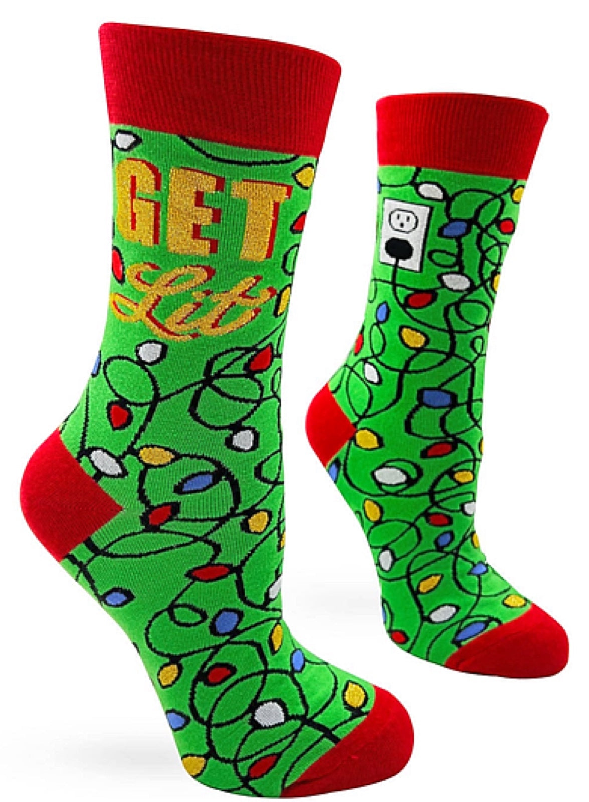 FABDAZ BRAND LADIES CHRISTMAS LIGHTS SOCKS ‘GET LIT’ - Novelty Socks for Less