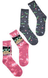 DISNEY THE MANDALORIAN Ladies 2 Pair Of BABY YODA Socks 'WANTED' - Novelty Socks for Less