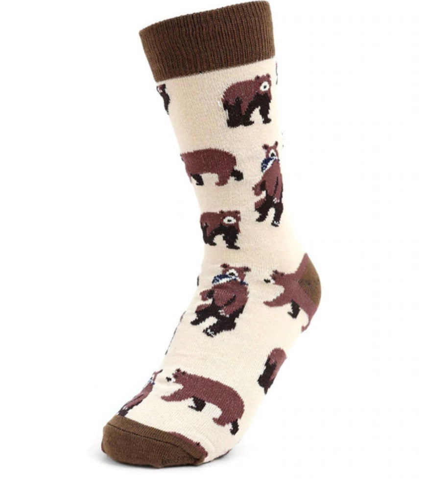 PARQUET Brand Ladies BROWN BEARS Socks - Novelty Socks for Less