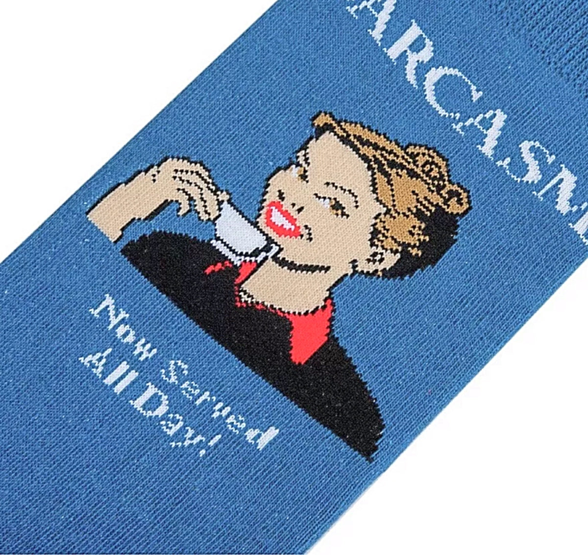 COOL SOCKS Brand Ladies Socks ‘SARCASM NOW SERVED ALL DAY’ - Novelty Socks for Less
