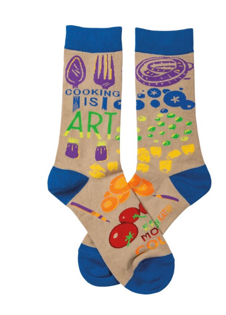 Primitives by Kathy UNISEX ‘COOKING IS ART EAT MORE COLOR’ - Novelty Socks for Less