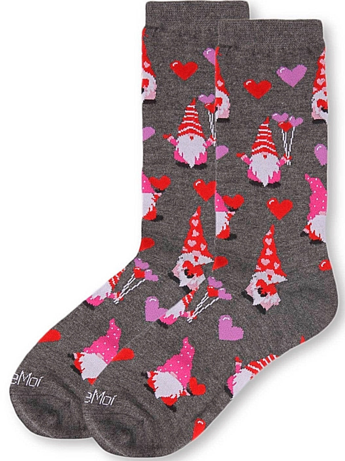 MeMoi BRAND LADIES GNOMES VALENTINE’S DAY SOCKS WITH HEART SHAPED BALLOONS - Novelty Socks for Less