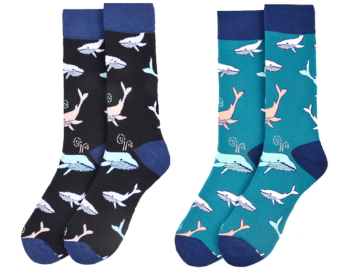 PARQUET BRAND Men's WHALES Socks CHOOSE COLOR - Novelty Socks for Less