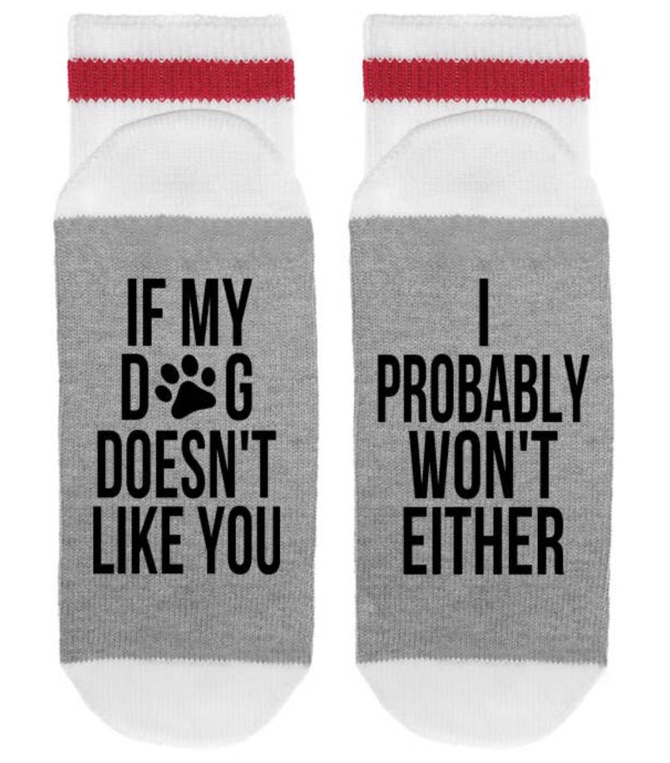 SOCK DIRTY TO ME Brand Men’s IF MY DOG DOESN’T LIKE YOU, I WON’T EITHER’ - Novelty Socks for Less