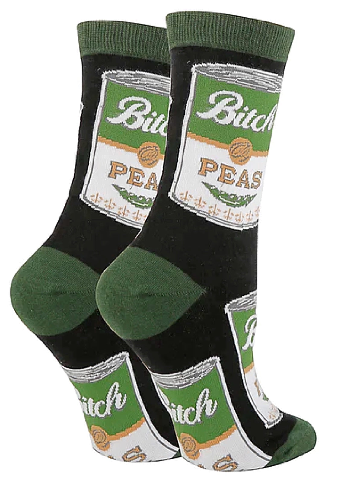OOOH YEAH Brand Ladies CAN OF PEAS Socks ‘BITCH PEAS’ - Novelty Socks for Less