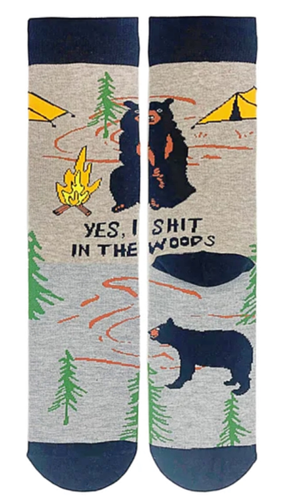 OOOH YEAH Brand Men’s BEAR NEEDS Socks ‘YES I SHIT IN THE WOODS’ - Novelty Socks for Less