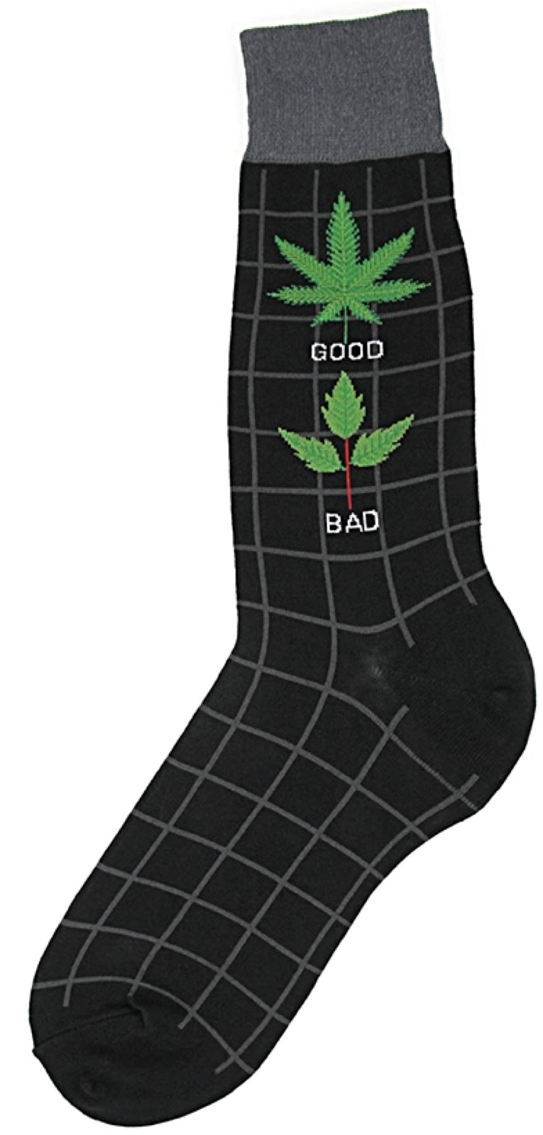 FOOT TRAFFIC Brand Men’s MARIJUANA Socks ‘GOOD WEED BAD WEED’ - Novelty Socks for Less
