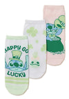 DISNEY Ladies LILO & STITCH ST. PATRICKS DAY 3 Pair Of No Show Socks - Novelty Socks for Less