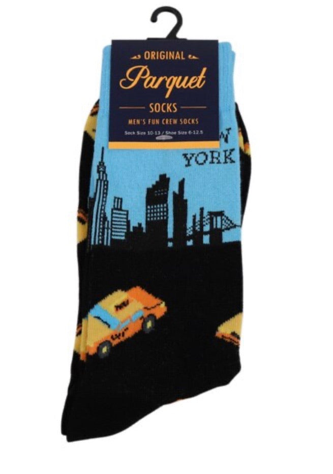 PARQUET BRAND Mens NEW YORK CITY Socks YELLOW TAX CABS - Novelty Socks for Less