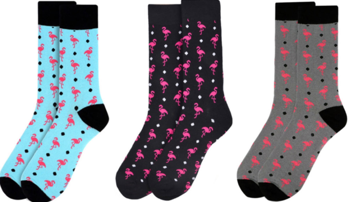 PARQUET BRAND MEN’S PINK FLAMINGOS SOCKS (CHOOSE COLOR) - Novelty Socks for Less