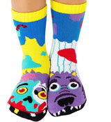 PALS SOCKS Brand KIDS ZOMBIE & WEREWOLF MISMATCHED GRIPPER SOCKS - Novelty Socks for Less