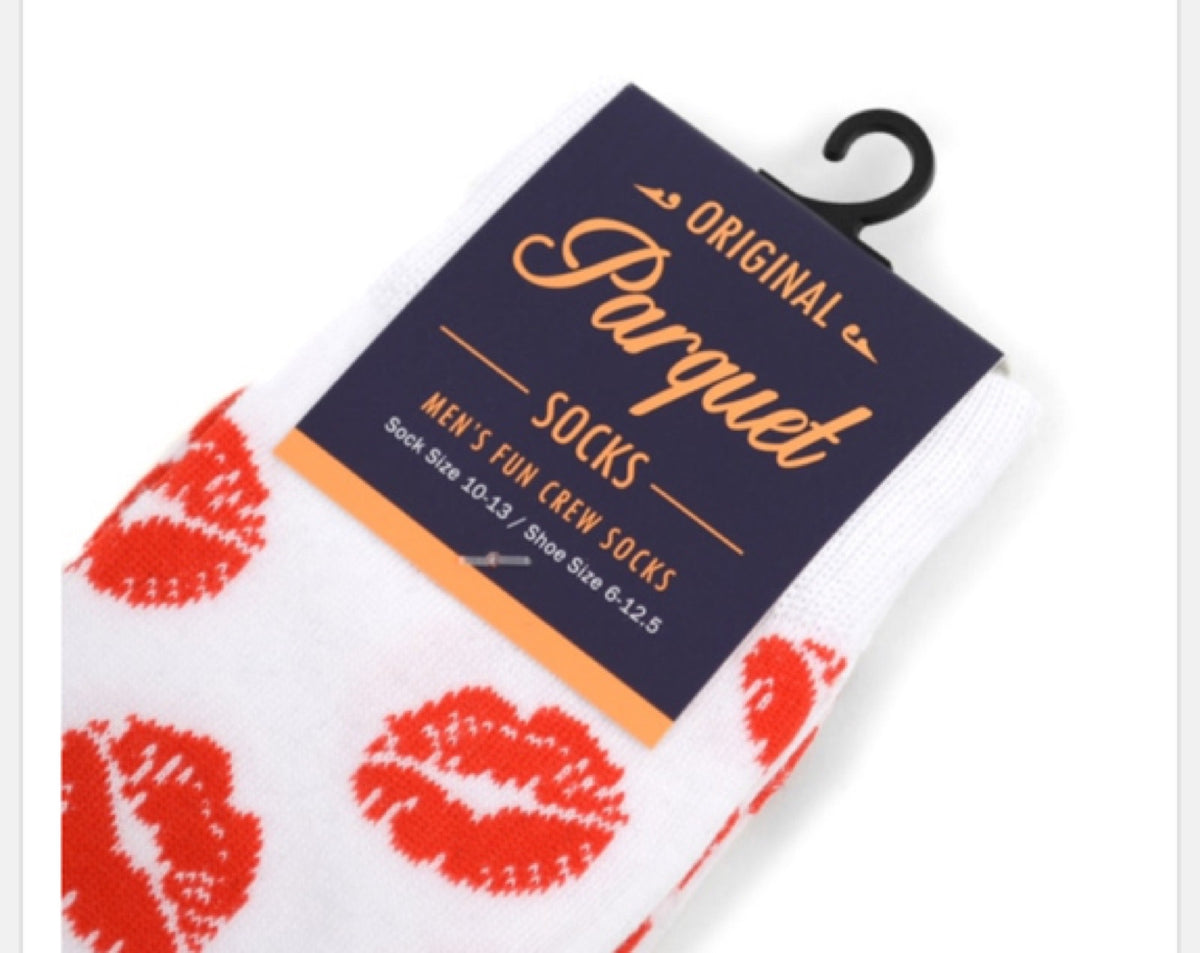 PARQUET BRAND Mens RED SEXY LIPS, KISSES Socks VALENTINE'S DAY (CHOOSE COLOR) - Novelty Socks for Less