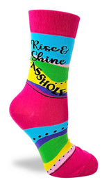 FABDAZ Brand Ladies CAT Socks ‘RISE & SHINE ASSHOLE’ - Novelty Socks for Less