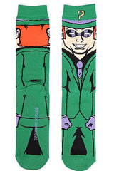 DC COMICS BATMAN Men’s THE RIDDLER 360 Crew Socks BIOWORLD Brand TMAN - Novelty Socks for Less