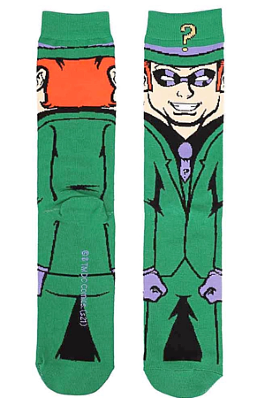 DC COMICS BATMAN Men’s THE RIDDLER 360 Crew Socks BIOWORLD Brand TMAN - Novelty Socks for Less