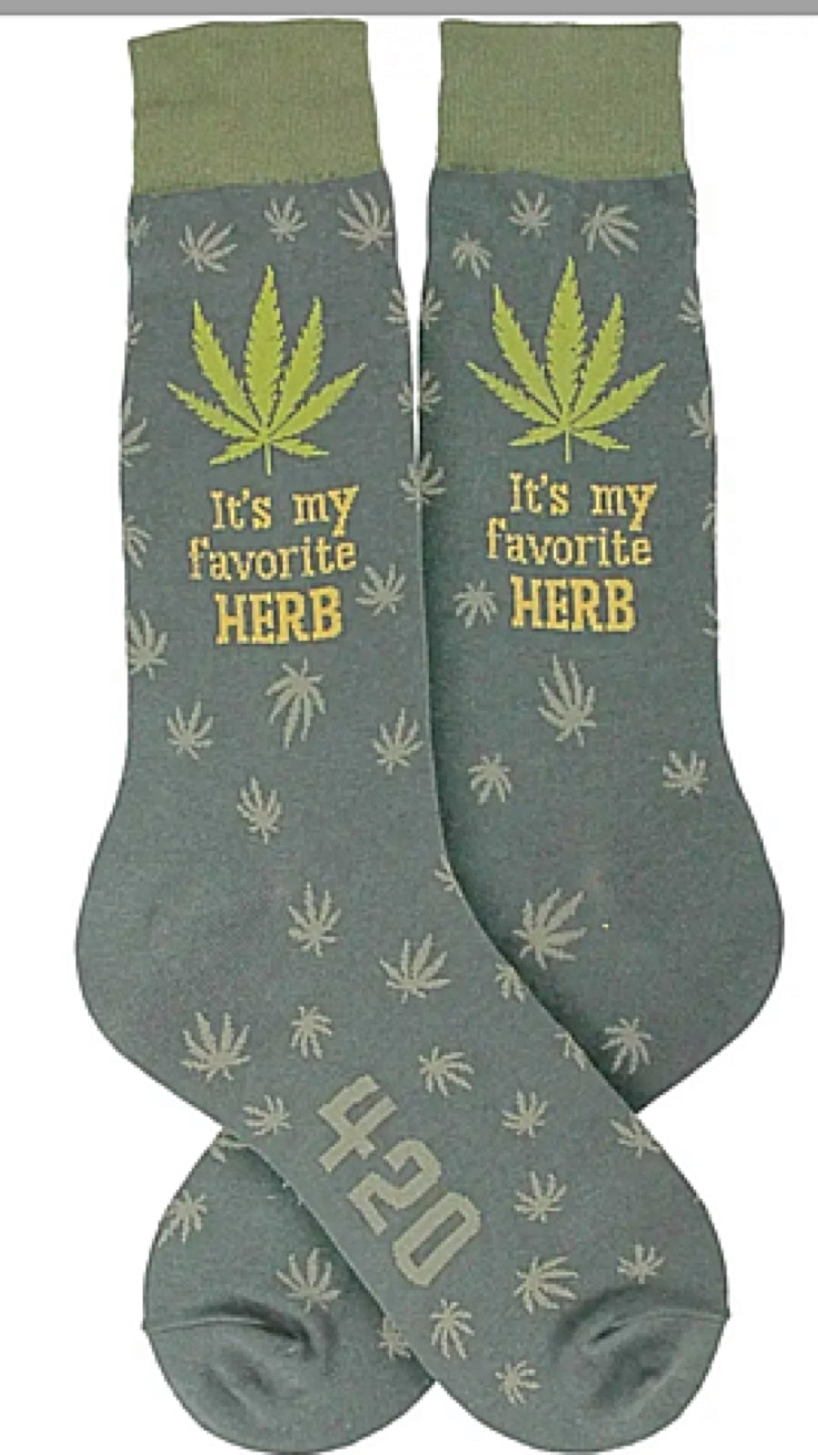 FOOT TRAFFIC Brand Mens MARIJUANA 420 Socks ‘IT’S MY FAVORITE HERB’ - Novelty Socks for Less