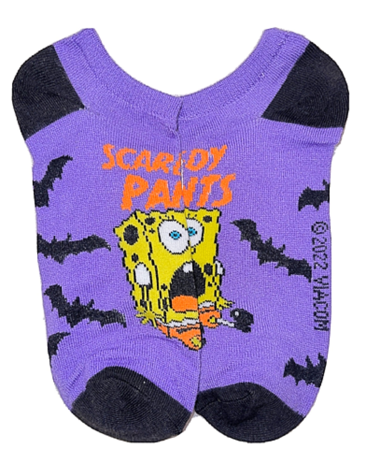 SPONGEBOB SQUAREPANTS LADIES HALLOWEEN 5 PAIR NO SHOW SOCKS ‘SCAREDY PANTS’ - Novelty Socks for Less