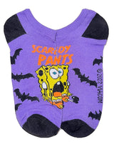 SPONGEBOB SQUAREPANTS LADIES HALLOWEEN 5 PAIR NO SHOW SOCKS ‘SCAREDY PANTS’ - Novelty Socks for Less