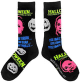 HALLOWEEN MENS MICHAEL MYERS BLACK LIGHT CREW SOCKS BIOWORLD BRAND - Novelty Socks for Less