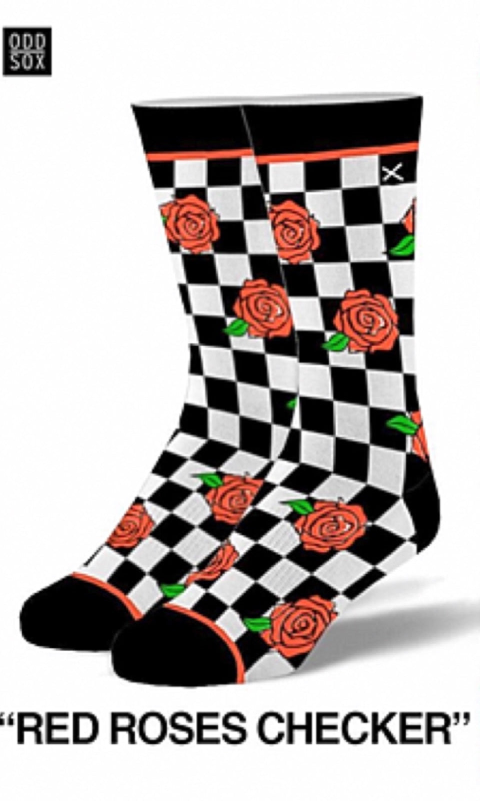 ODDSOX Brand Men’s CHECKERBOARD & ROSES Socks - Novelty Socks for Less