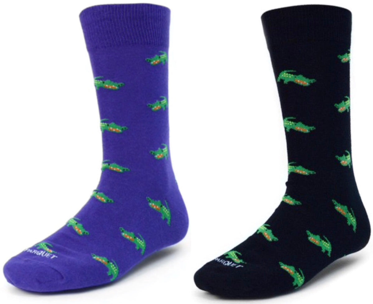 Parquet Brand Men’s ALLIGATOR Socks (CHOOSE COLOR) - Novelty Socks for Less