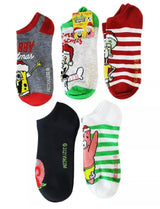 SPONGEBOB SQUAREPANTS Ladies 5 Pair Of CHRISTMAS No Show Socks ‘KRABBY CHRISTMAS’ - Novelty Socks for Less