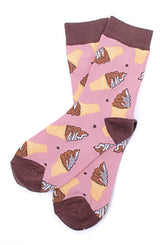 PARQUET Brand Ladies CHOCOLATE VANILLA SWIRL ICE CREAM CONE Socks - Novelty Socks for Less