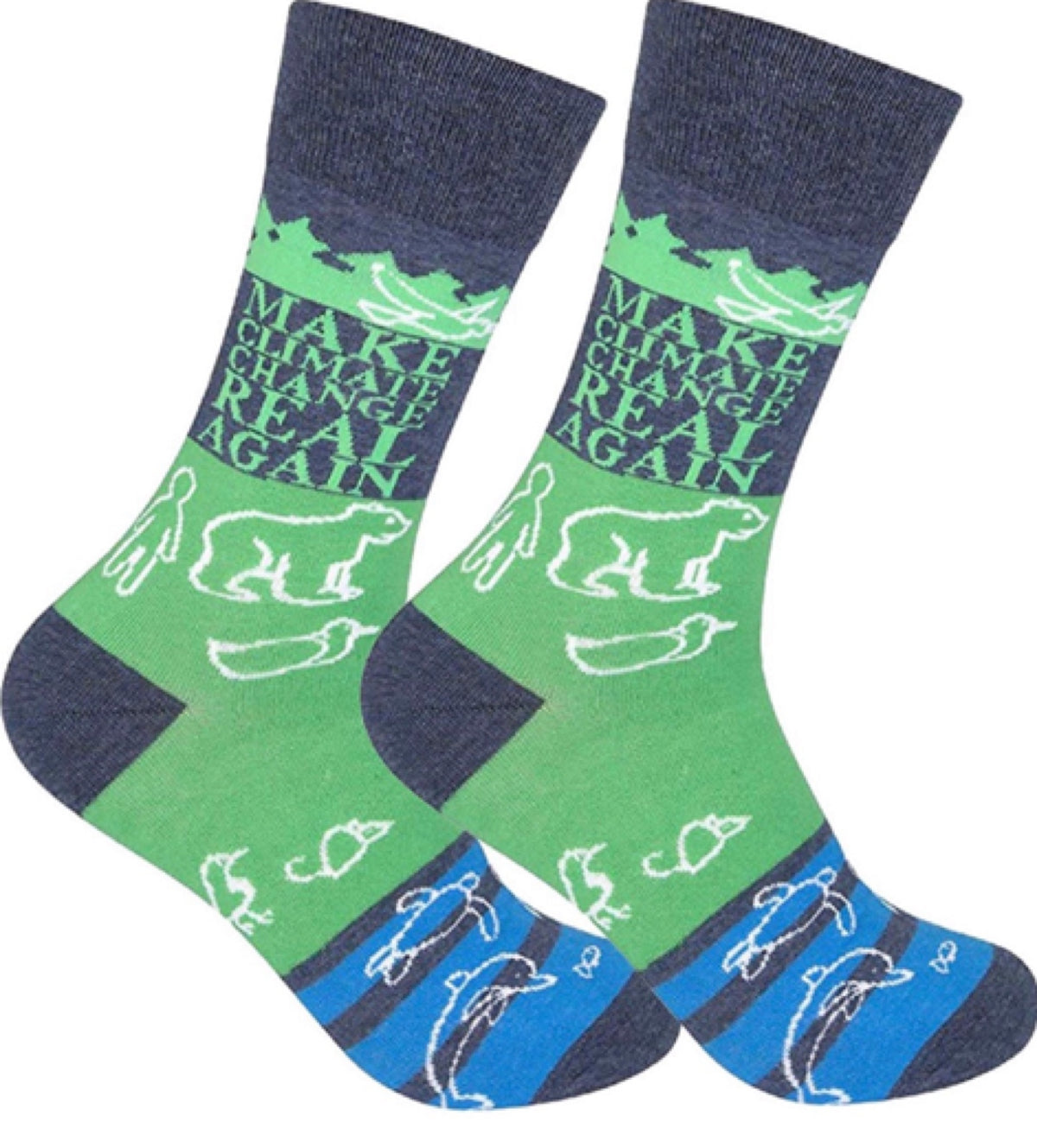 FUNATIC Brand Unisex ‘MAKE CLIMATE CHANGE REAL AGAIN’ Socks - Novelty Socks for Less