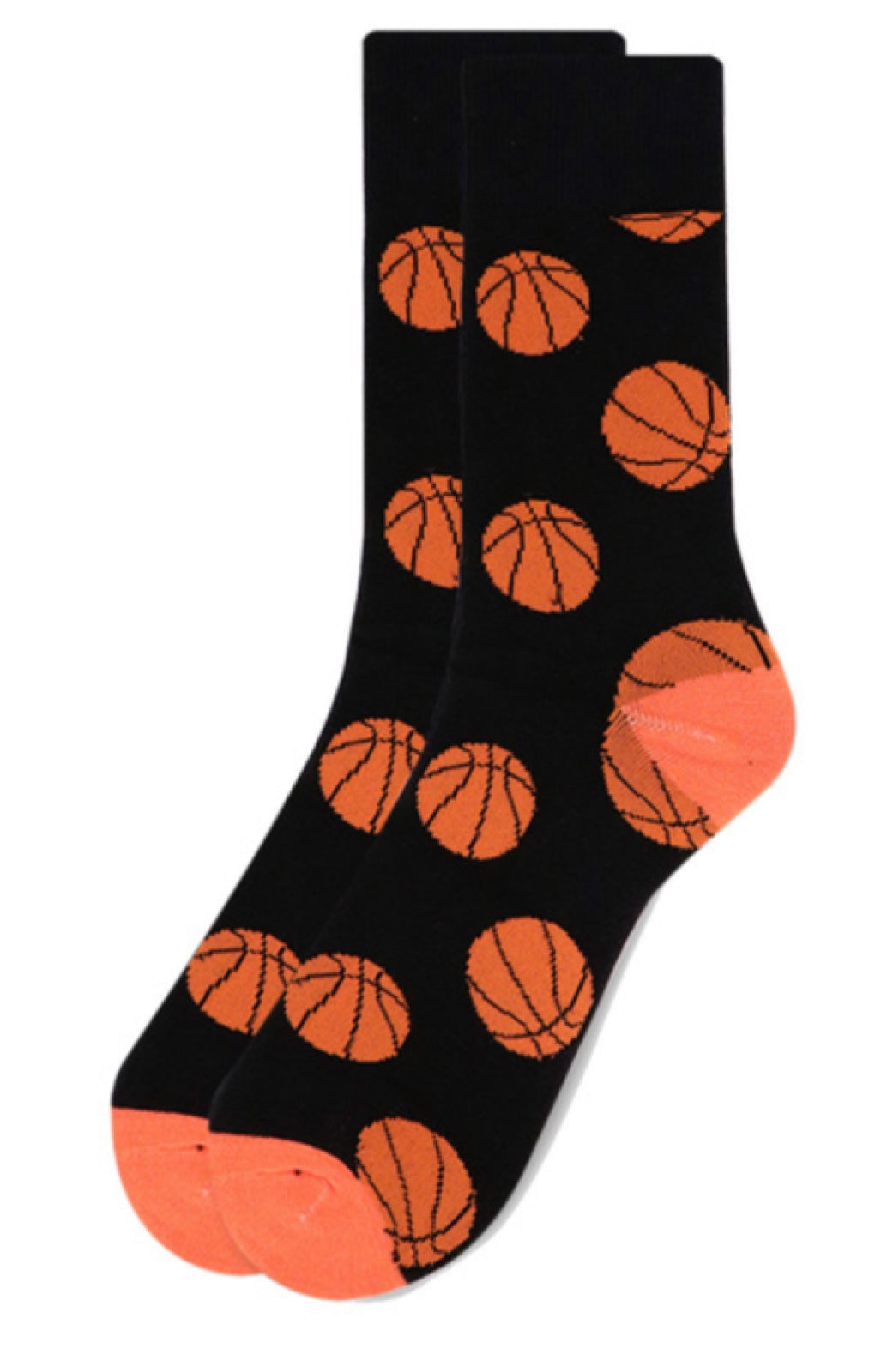 PARQUET Brand Men’s BLACK With BASKETBALLS Socks - Novelty Socks for Less