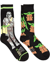 STAR WARS THE MANDALORIAN Men’s 2 Pair Socks ‘WHERE I GO HE GOES’ - Novelty Socks for Less