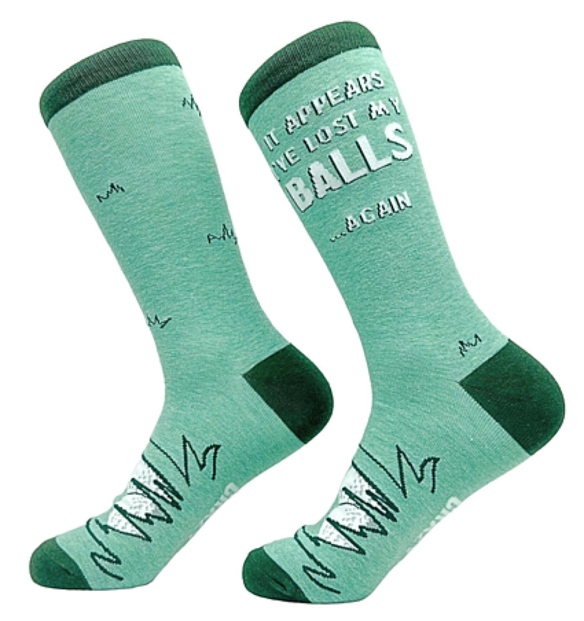 CRAZY DOG Brand Men’s GOLF Socks ‘IT APPEARS I’VE LOST MY BALLS AGAIN’ - Novelty Socks for Less