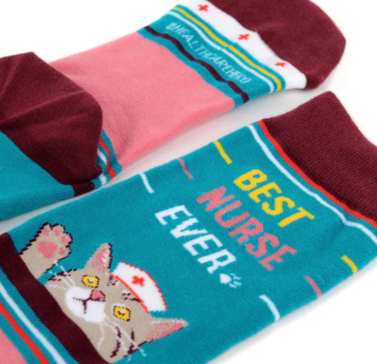 PARQUET Brand Men’s ‘BEST NURSE EVER’ Socks With Cat - Novelty Socks for Less