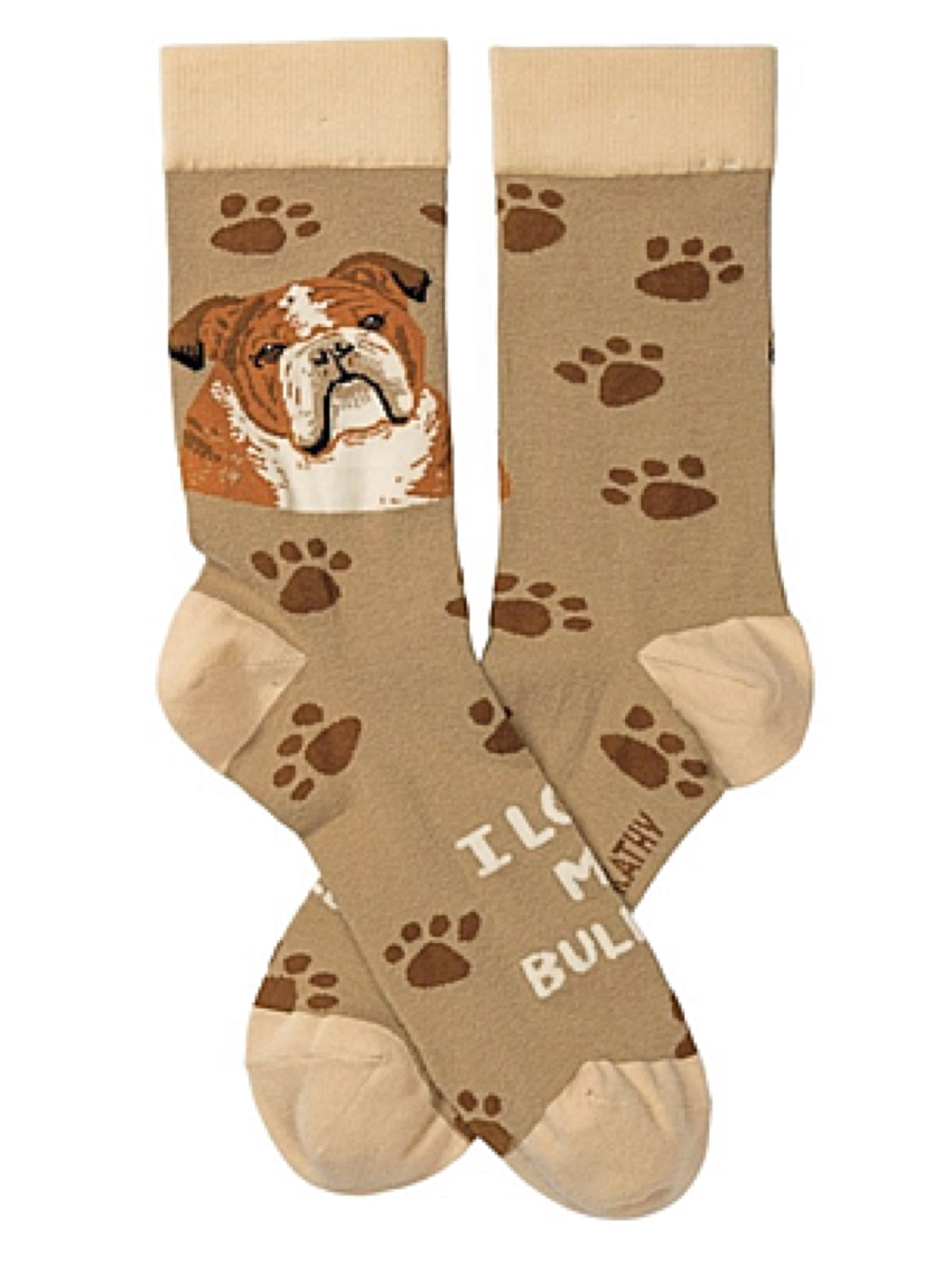 PRIMITIVES BY KATHY Unisex Socks ‘I LOVE MY BULLDOG’ - Novelty Socks for Less
