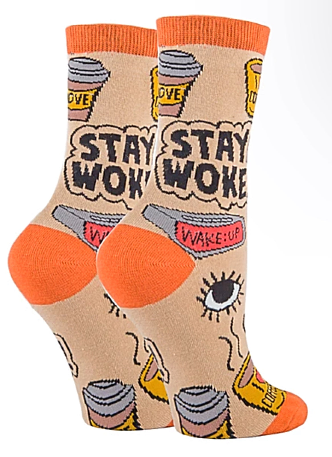 OOOH YEAH BRAND Ladies COFFEE Socks ‘STAY WOKE’ - Novelty Socks for Less