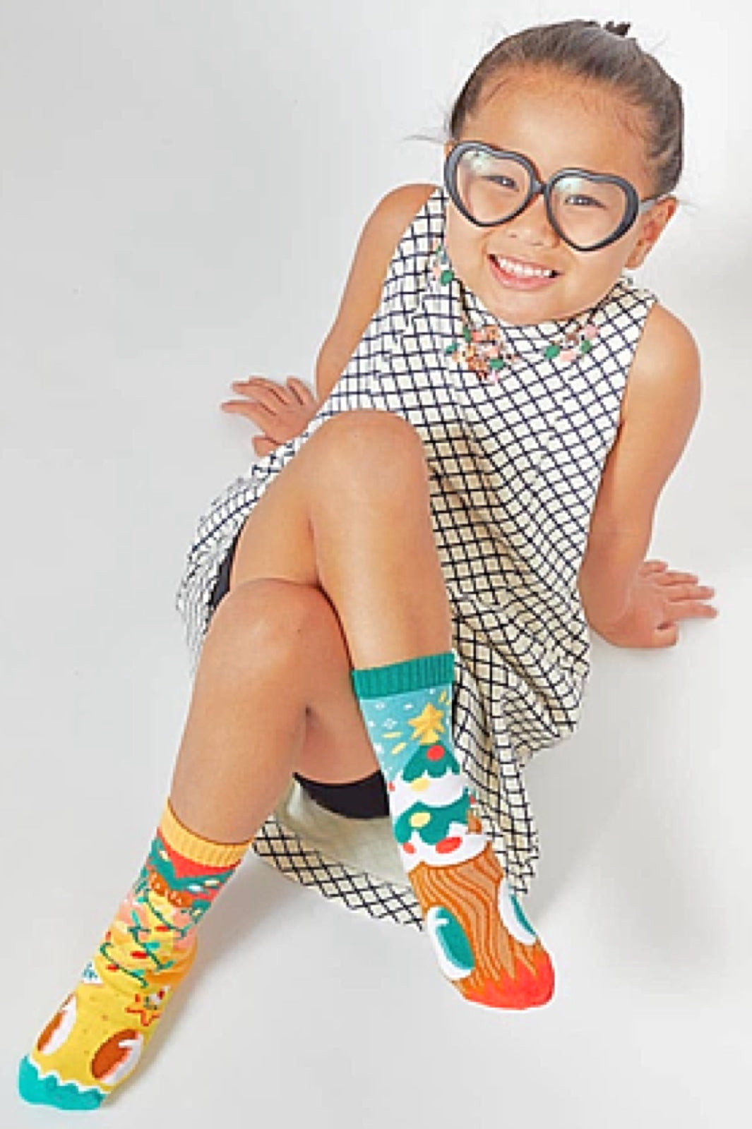 PALS Socks Brand Unisex CHRISTMAS PINEY & COCO Mismatched Gripper Bottom Socks (CHOOSE SIZE) - Novelty Socks for Less