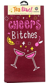 FUNATIC Brand Kitchen Tea Towel ‘CHEERS BITCHES’ - Novelty Socks for Less