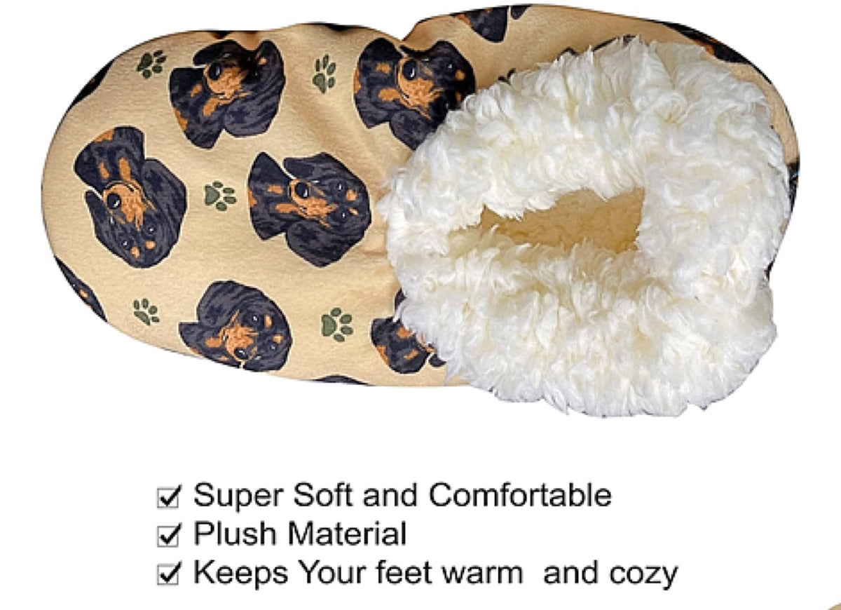 COMFIES BRAND Ladies DACHSHUND Dog (BLACK) Non-Skid Slippers - Novelty Socks for Less