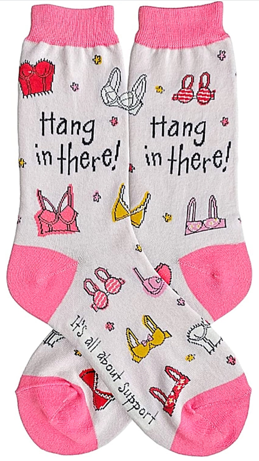 FOOT TRAFFIC Brand Ladies BRAS Socks ‘HANG IN THERE’ SOCKS - Novelty Socks for Less