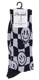 PARQUET Brand Men’s CHECKERBOARD SMILEY FACE Socks (CHOOSE COLOR) - Novelty Socks for Less