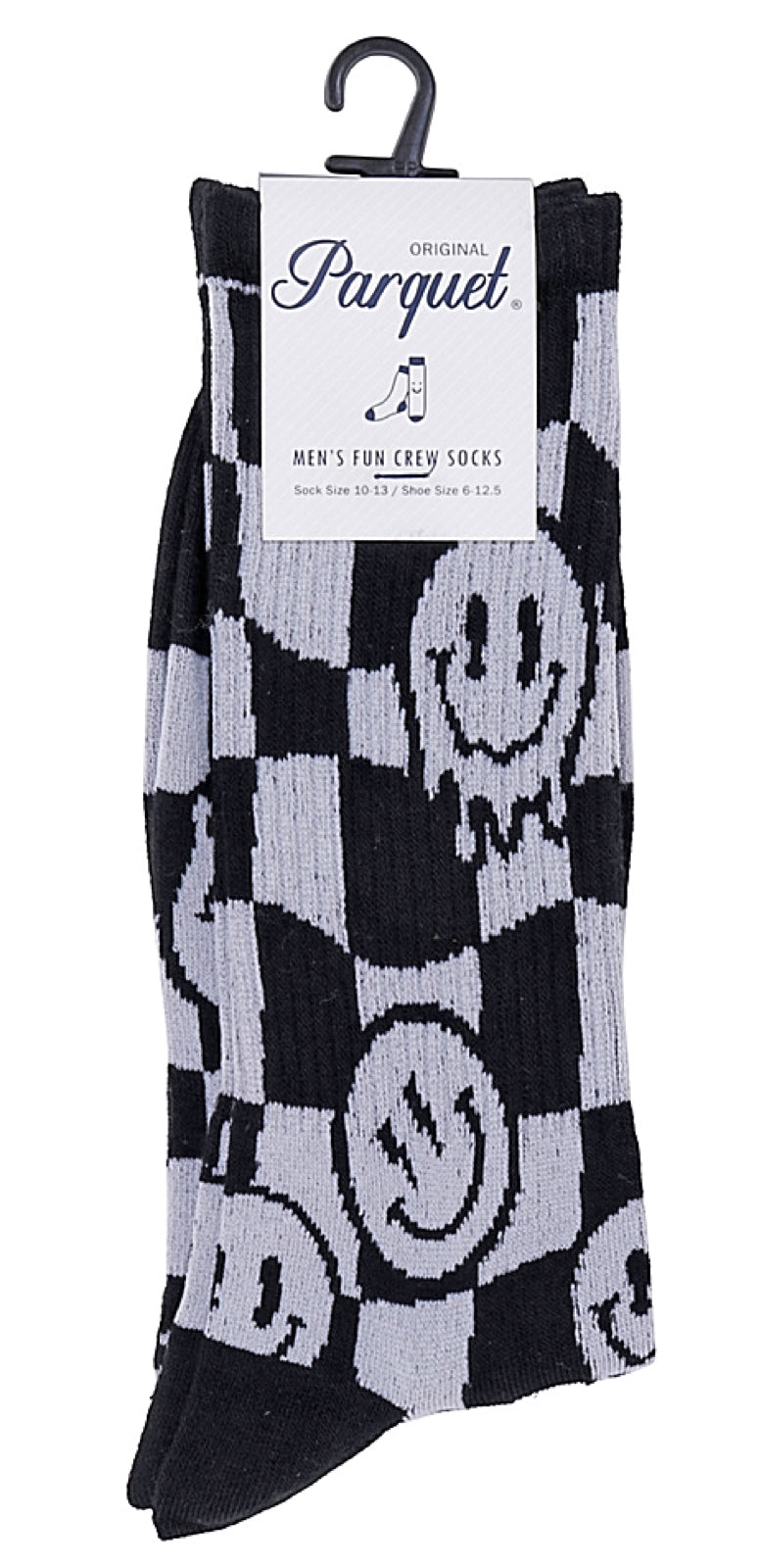 PARQUET Brand Men’s CHECKERBOARD SMILEY FACE Socks (CHOOSE COLOR) - Novelty Socks for Less
